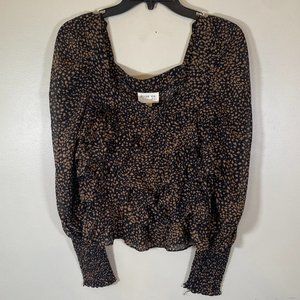 NWT Before You Collections Black and Brown Crop Blouse